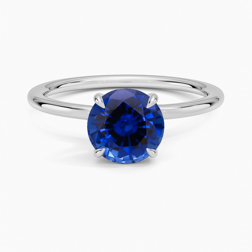 Sapphire Entwined Solitaire Ring in 18K White Gold