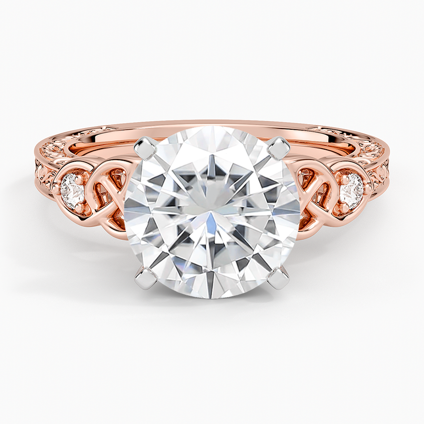 Moissanite Aberdeen Celtic Diamond Ring in 14K Rose Gold