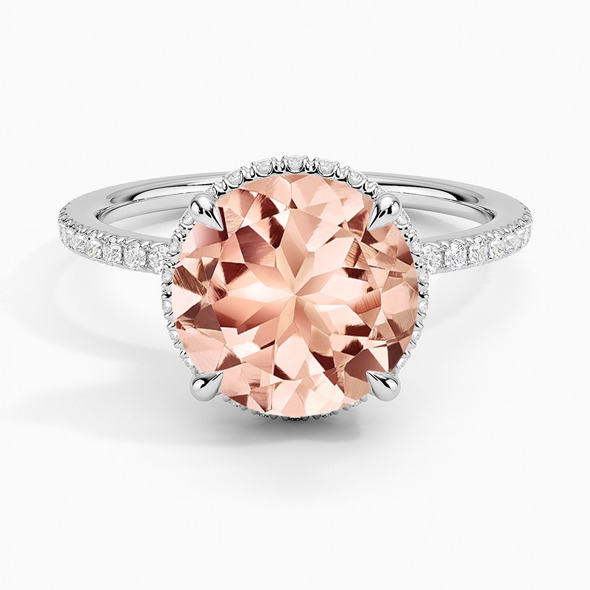 Morganite Gala Diamond Ring in 14K White Gold