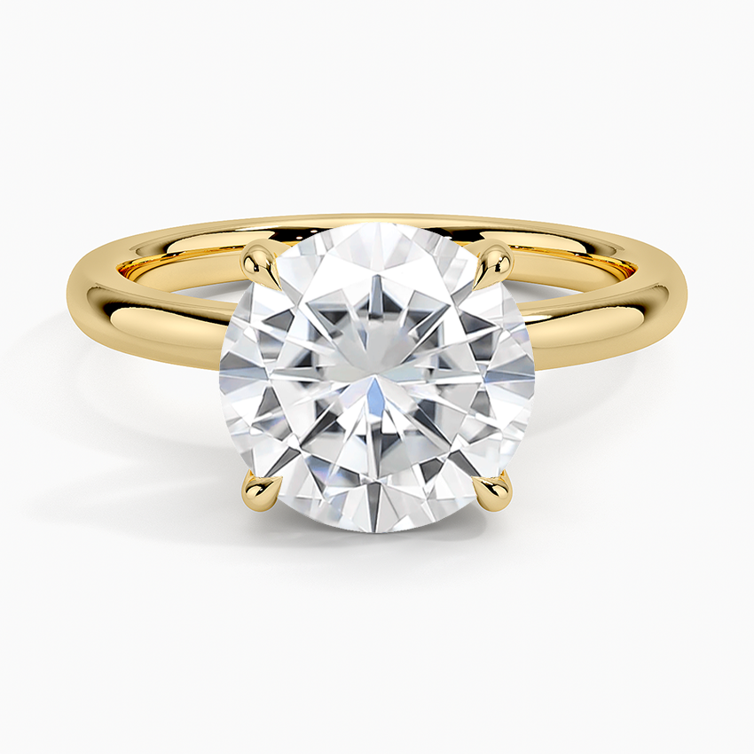 Moissanite Fairmined 2mm Solitaire Ring in 18K Yellow Gold