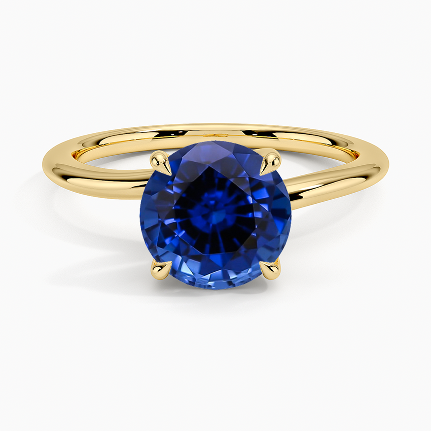 Lab Grown Sapphire Monsella Solitaire Ring in 18K Yellow Gold