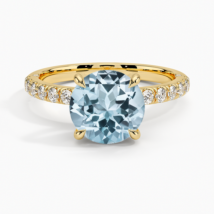 Aquamarine Heritage Diamond Ring (1/3 ct. tw.) in 18K Yellow Gold