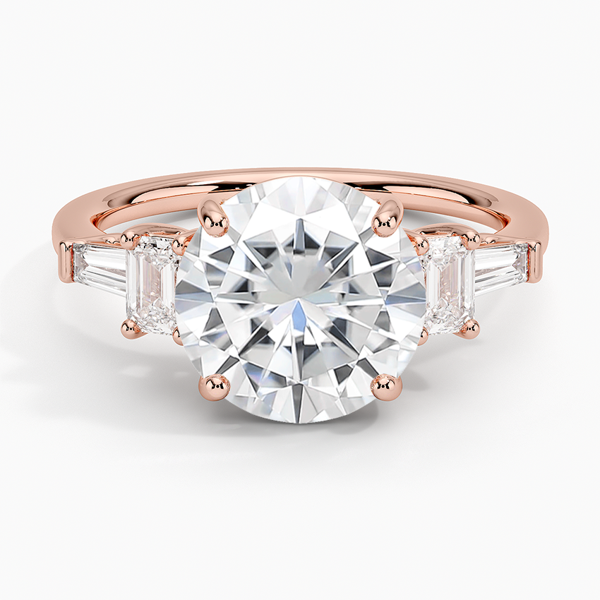Moissanite Cleo Five Stone Diamond Ring in 14K Rose Gold
