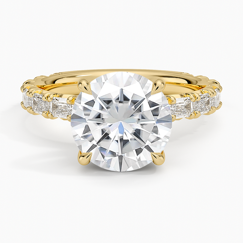 Moissanite Nathalie Emerald-Cut Diamond Ring (3/4 ct. tw.) in 14K Yellow Gold