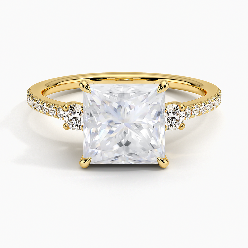 Yellow Gold Moissanite Lyra Diamond Ring (1/4 ct. tw.)