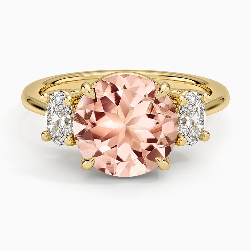 Morganite Oval-Cut Three Stone Diamond Ring (1/2 ct. tw.) in 14K Yellow Gold