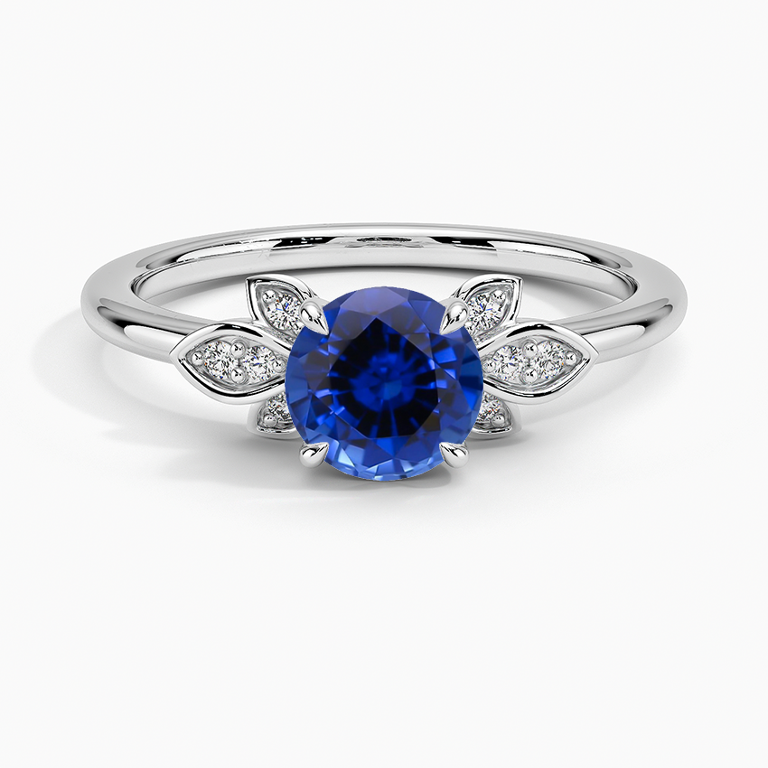 Sapphire Fiorella Diamond Ring in 18K White Gold