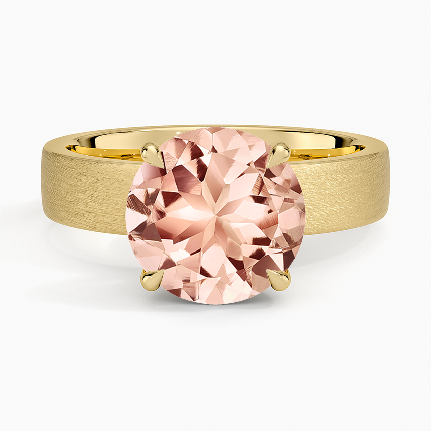 Morganite Peyton 4mm Satin Finish Solitaire Ring in 14K Yellow Gold