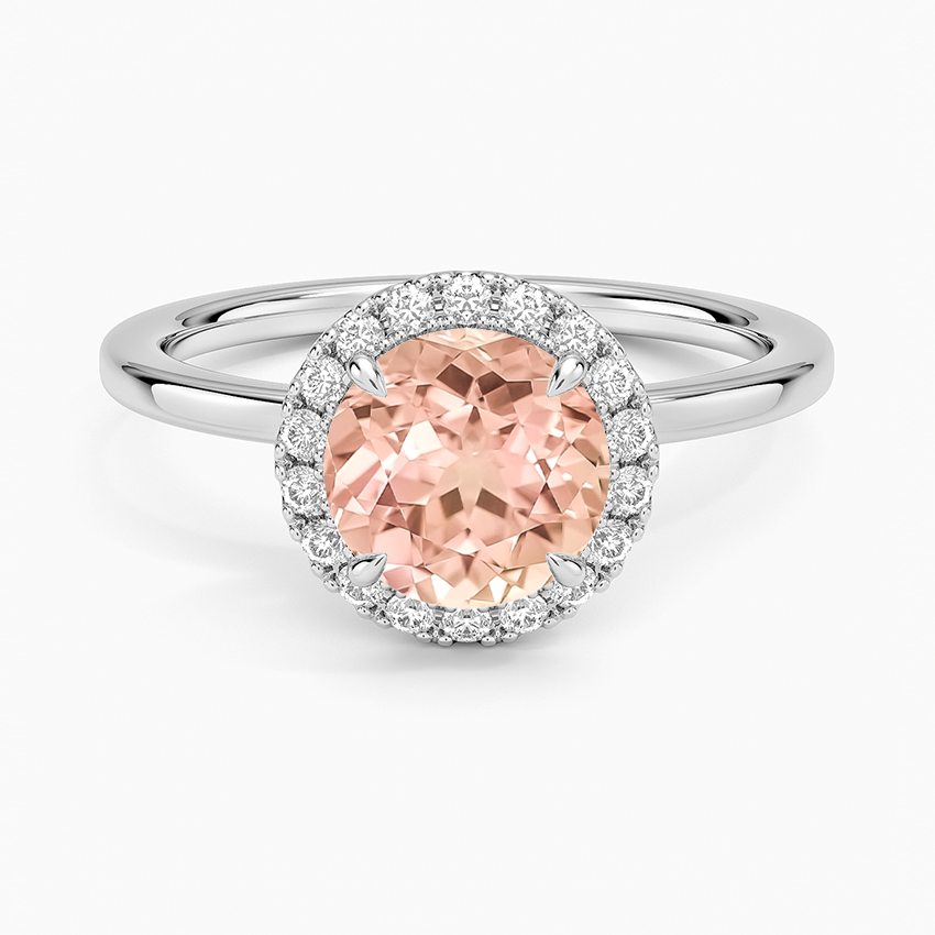 Lab Grown Sapphire Vienna Halo Diamond Ring in 14K White Gold