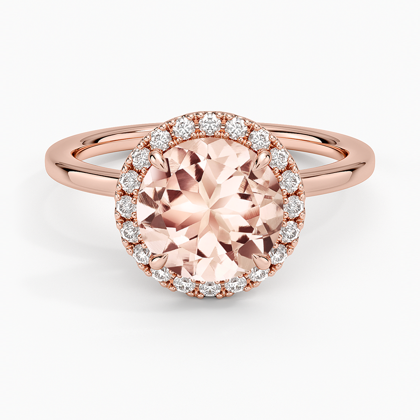 Morganite Vienna Halo Diamond Ring in 14K Rose Gold