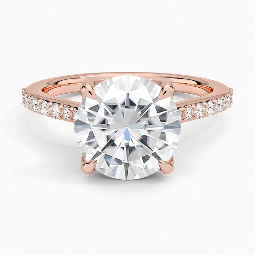 Moissanite Elodie Cathedral Diamond Ring in 14K Rose Gold