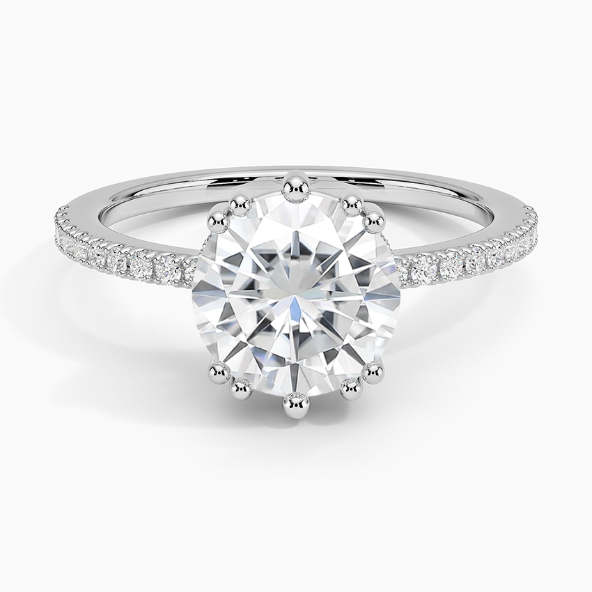 Moissanite Luxe Kalina Hidden Halo Diamond Ring in 18K White Gold