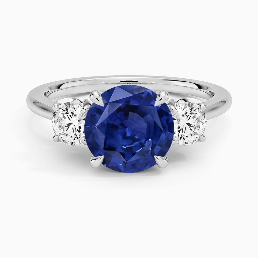 Sapphire Petal Three Stone Diamond Ring (2/3 ct. tw.) in 14K White Gold