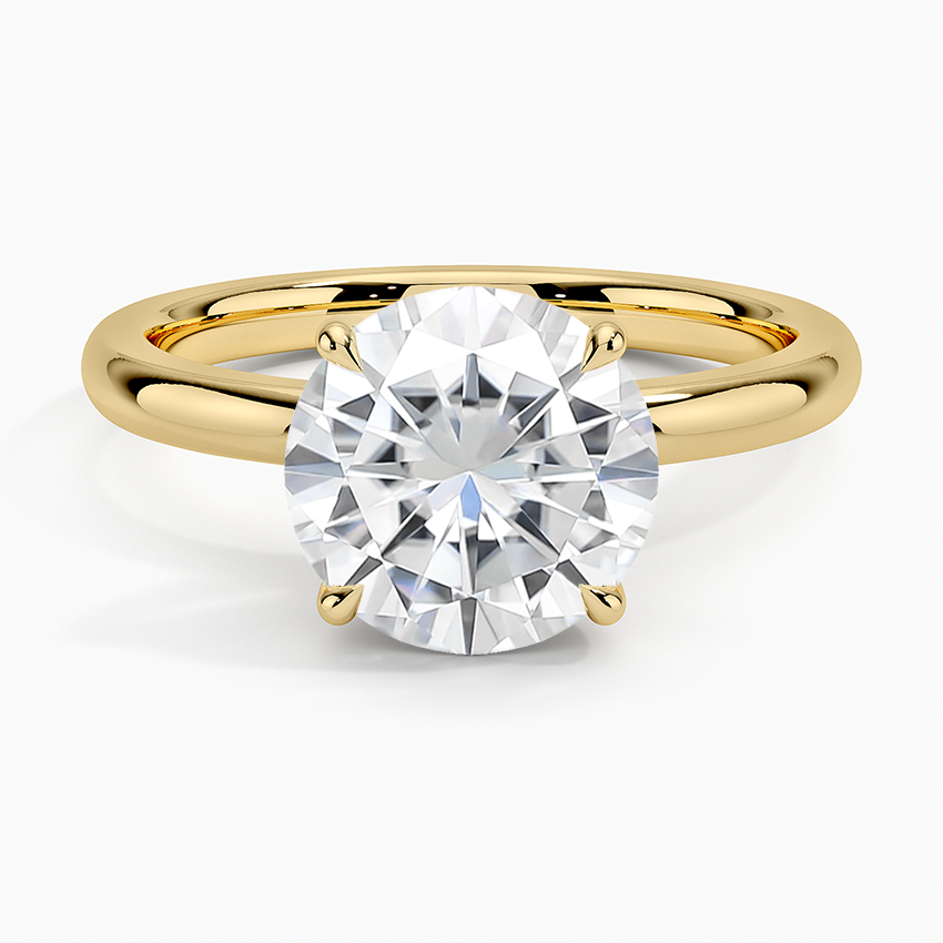 Moissanite Fairmined 2mm Solitaire Ring in 18K Yellow Gold