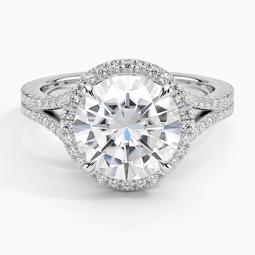 Moissanite Fortuna Halo Diamond Ring (1/2 ct. tw.) in 14K White Gold
