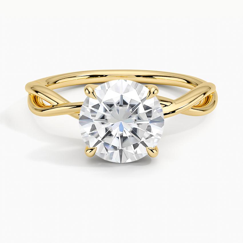 Moissanite Alya Twist Solitaire Ring in 18K Yellow Gold