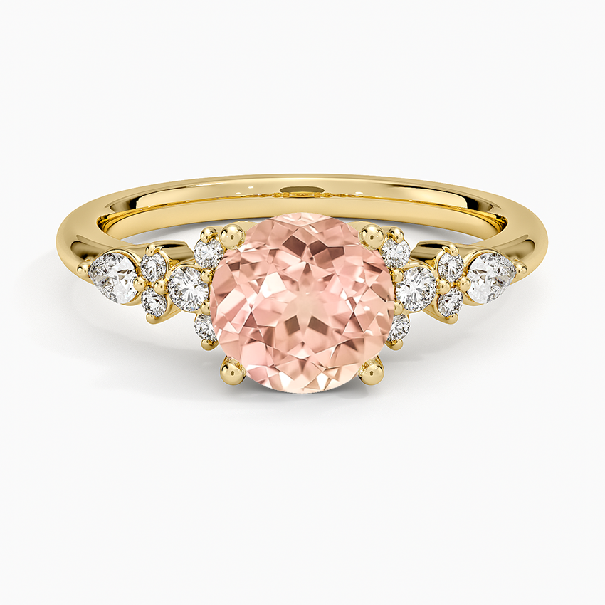Lab Grown Sapphire Rosette Diamond Ring in 14K Yellow Gold