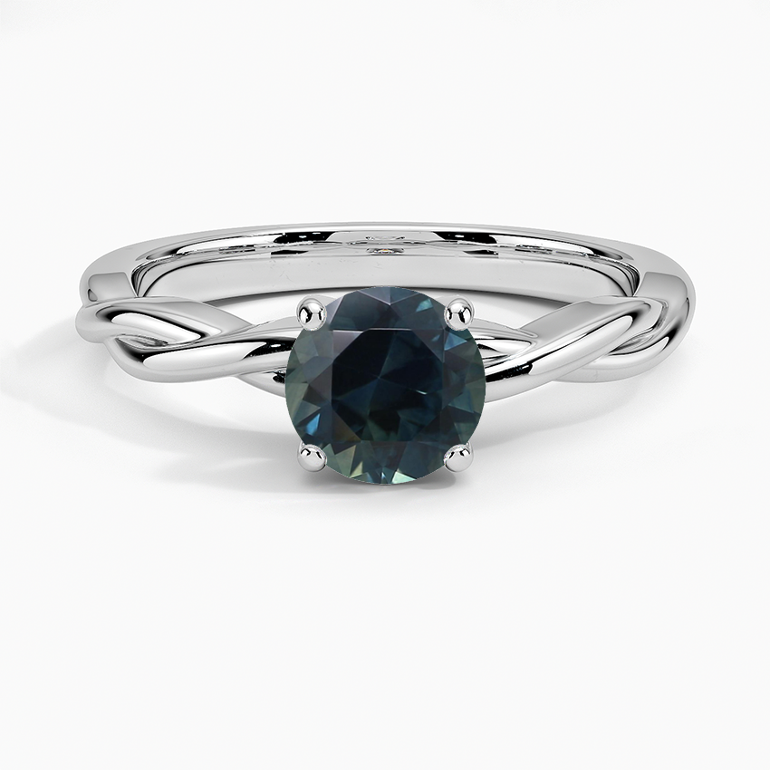 Sapphire Twisted Vine Solitaire Ring in 18K White Gold