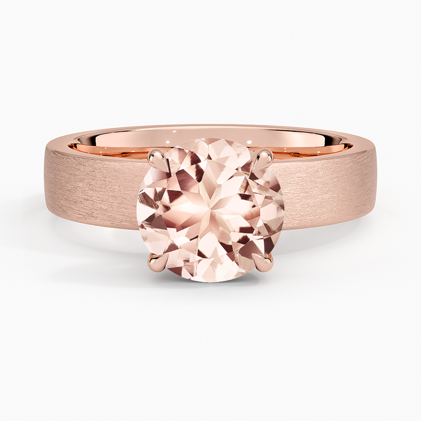 Morganite Peyton 4mm Satin Finish Solitaire Ring in 14K Rose Gold