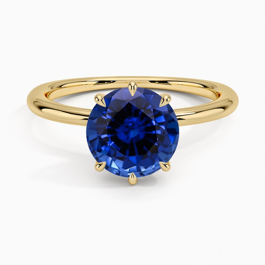 Lab Grown Sapphire Freesia Six-Prong Solitaire Ring in 18K Yellow Gold