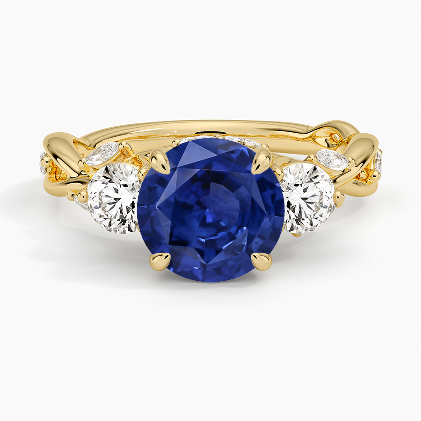 Sapphire Secret Garden Three Stone Diamond Ring (3/4 ct. tw.) in 14K Yellow Gold