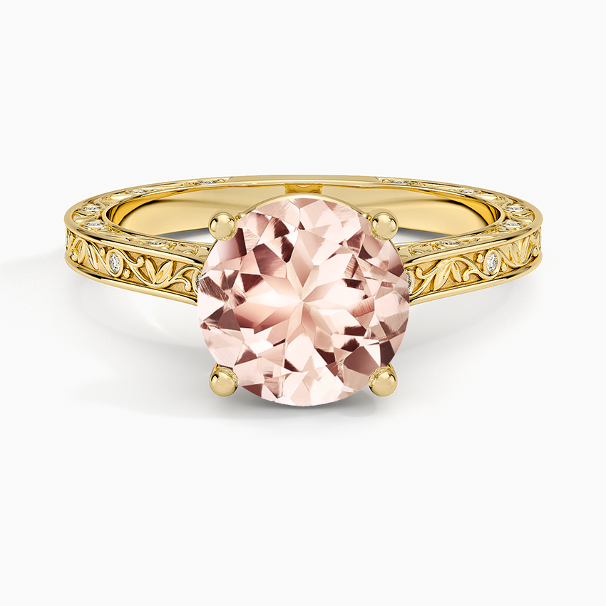 Morganite Grove Perfect Fit Engraved Diamond Ring (1/10 ct. tw.) in 18K Yellow Gold