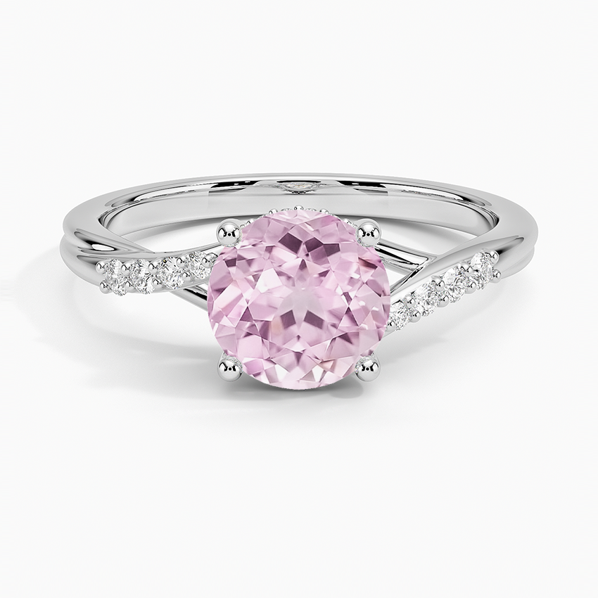 Lab Grown Sapphire Chamise Hidden Halo Diamond Ring in 18K White Gold