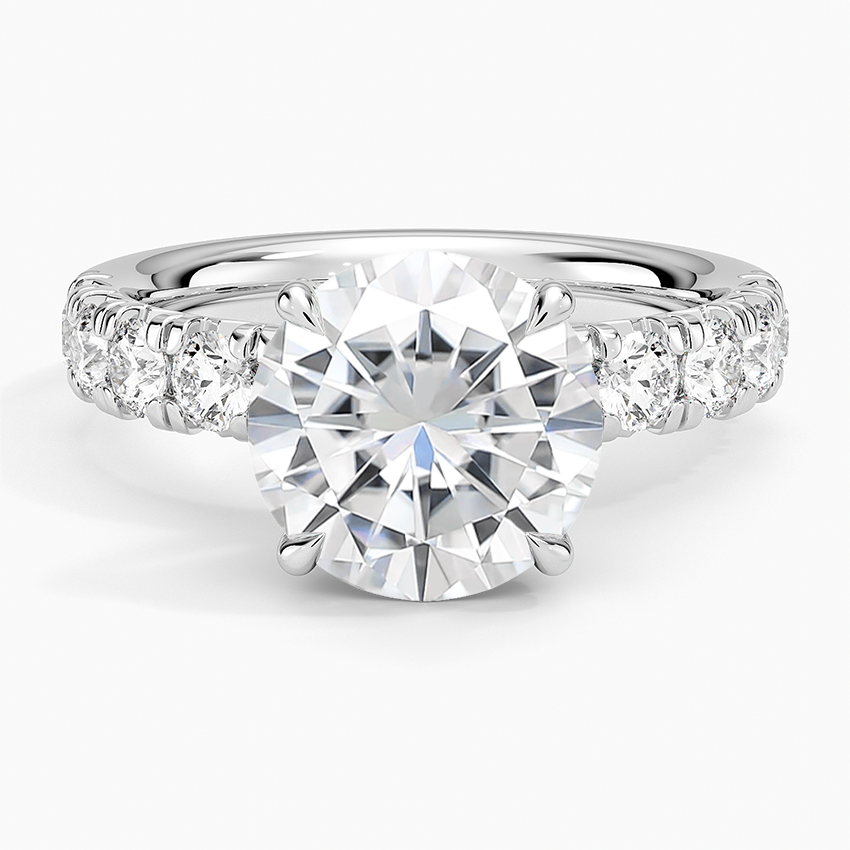 Moissanite Ellora Half Coverage Diamond Ring in 14K White Gold