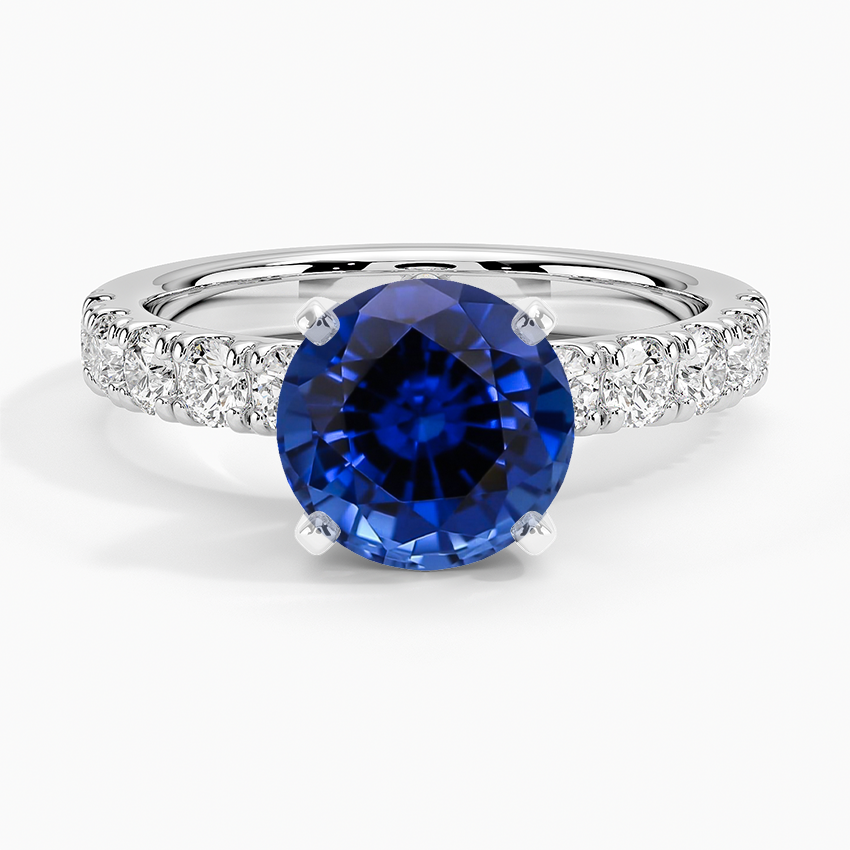 Lab Grown Sapphire Poetica Diamond Ring in 18K White Gold