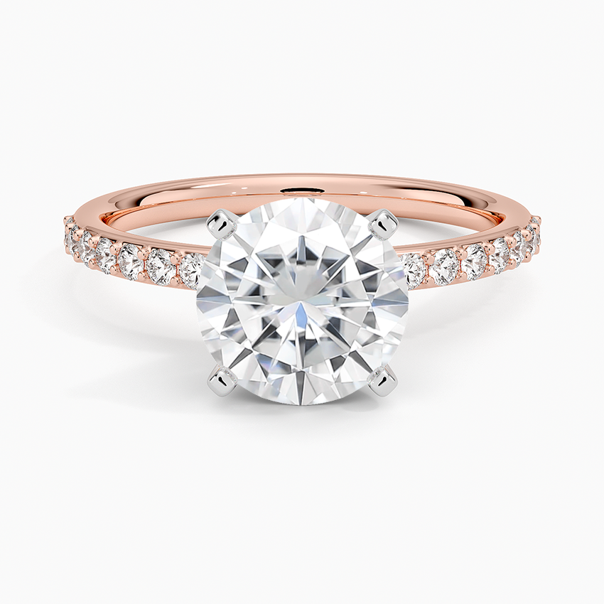 Moissanite Petite Shared Prong Diamond Ring (1/4 ct. tw.) in 14K Rose Gold