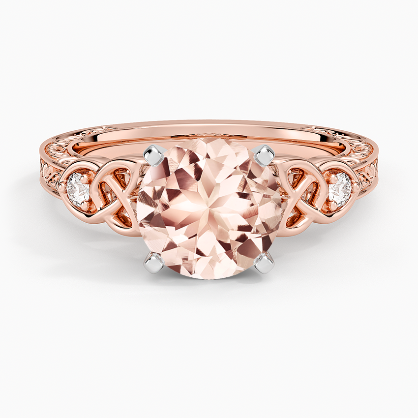 Morganite Aberdeen Celtic Diamond Ring in 14K Rose Gold