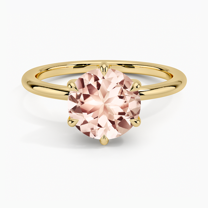 Morganite Fairmined 1.5mm Six-Prong Solitaire Ring in 18K Yellow Gold