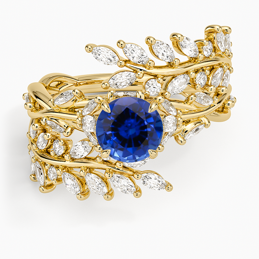 Sapphire Secret Garden Wrap Diamond Ring in 18K Yellow Gold
