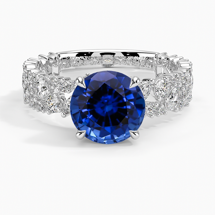 Lab Grown Sapphire Glacé Diamond Ring (3/4 ct. tw.) in 18K White Gold