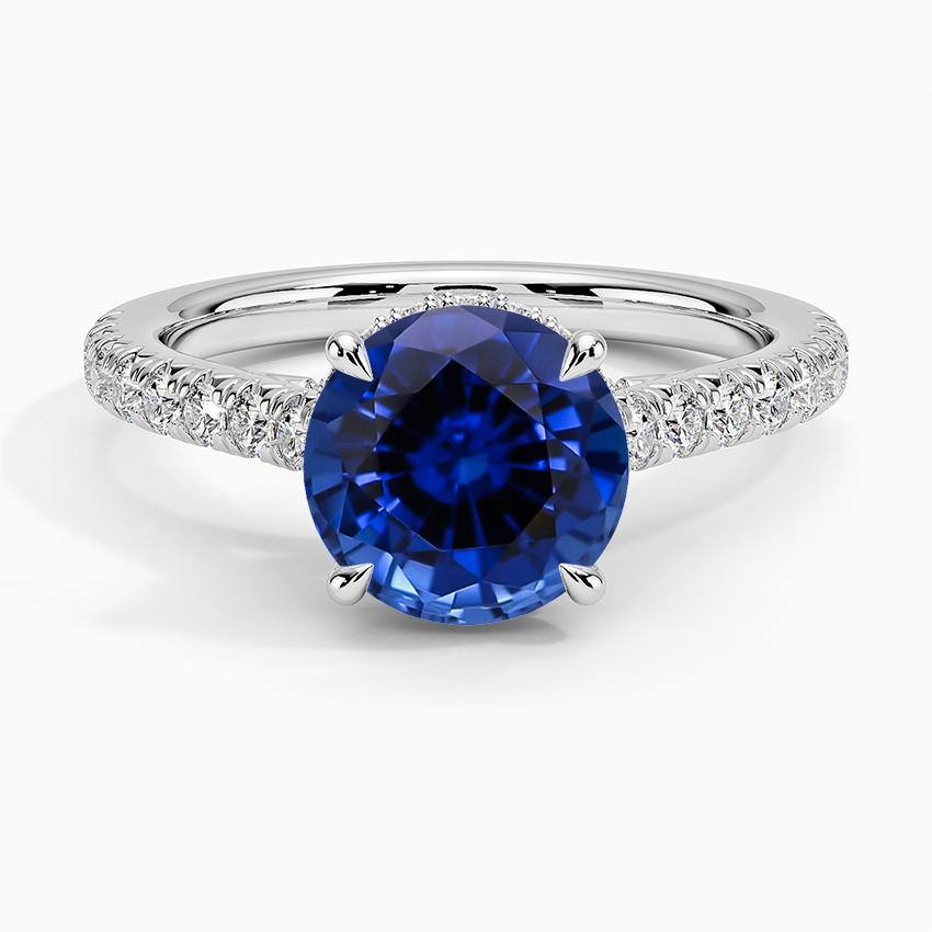 Lab Grown Sapphire Chantal Diamond Ring in 18K White Gold