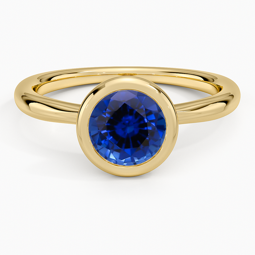Sapphire Freesia Bezel Solitaire Ring in 18K Yellow Gold