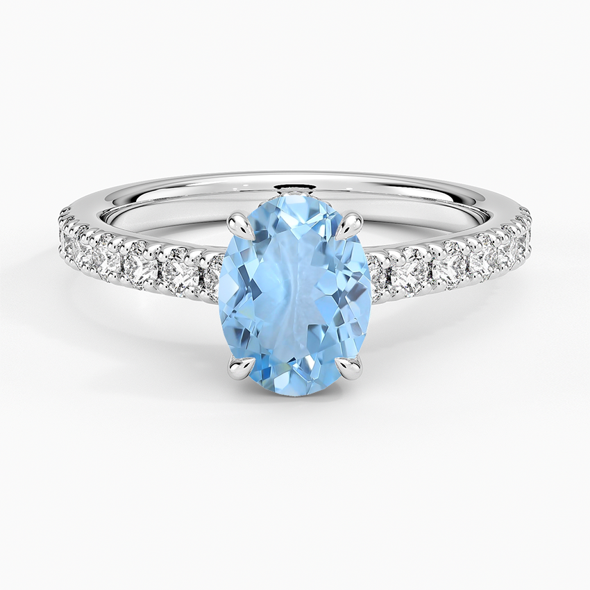 Aquamarine Grand Lissome Diamond Ring in 18K White Gold