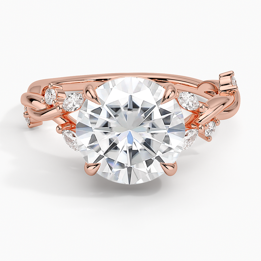 Moissanite Azalea Twist Diamond Ring in 14K Rose Gold