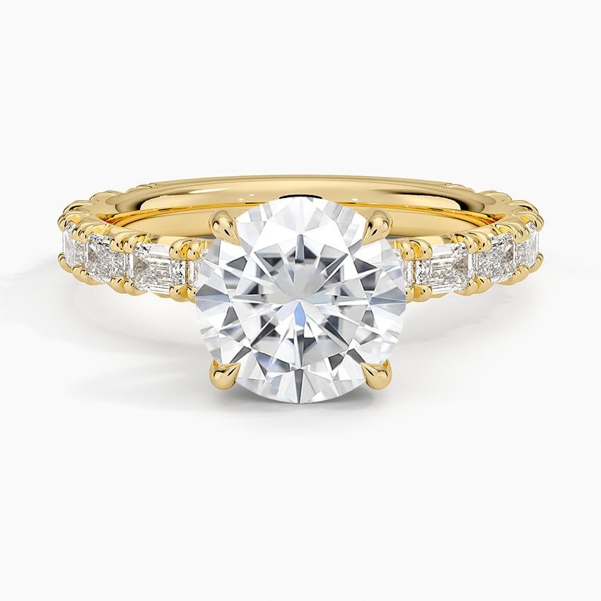 Moissanite Nathalie Emerald-Cut Diamond Ring (3/4 ct. tw.) in 18K Yellow Gold