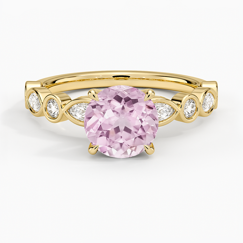 Lab Grown Sapphire Versailles Bezel Diamond Ring in 18K Yellow Gold