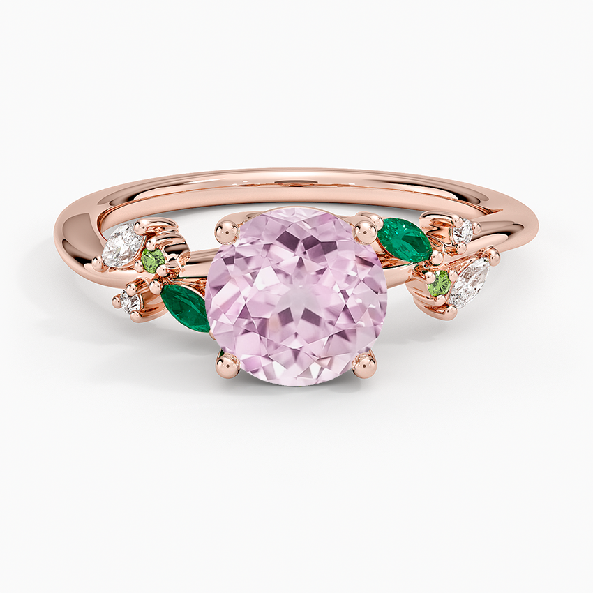Lab Grown Sapphire Arden Lab Diamond Ring with Lab Emerald Accents