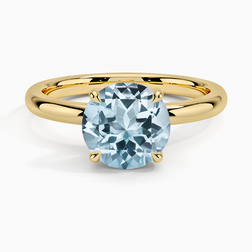 Aquamarine Fairmined 2mm Solitaire Ring in 18K Yellow Gold