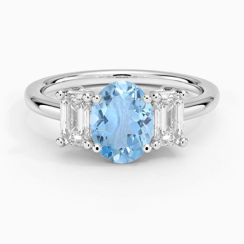 Aquamarine Luxe Rhiannon Three Stone Diamond Ring (3/4 ct. tw.) in 18K White Gold