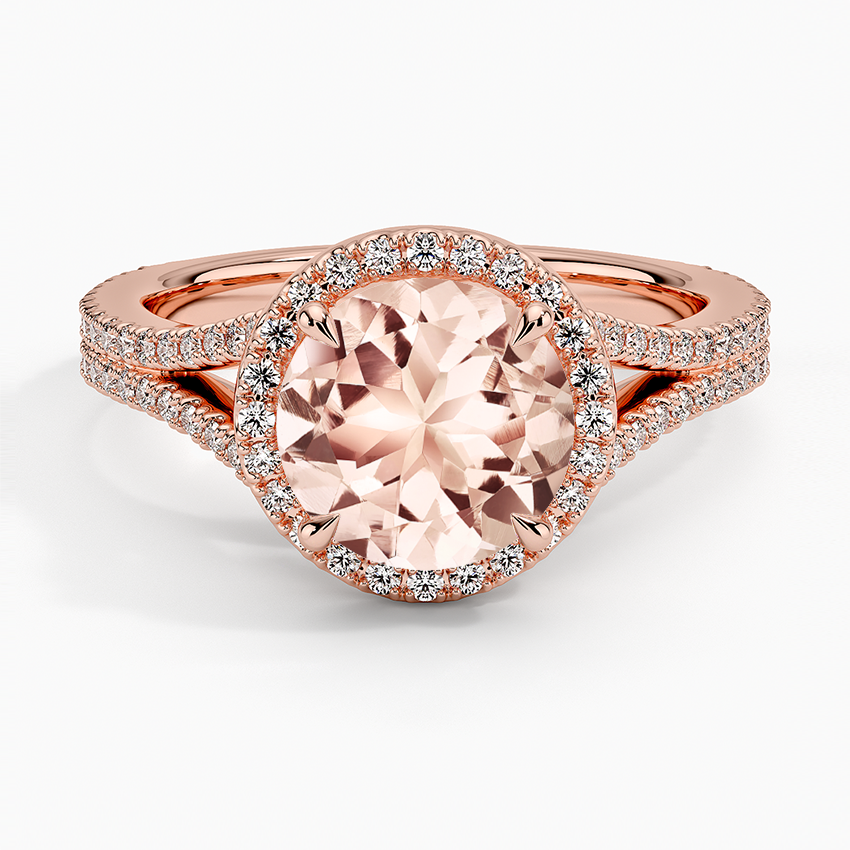 Morganite Fortuna Halo Diamond Ring (1/2 ct. tw.) in 14K Rose Gold