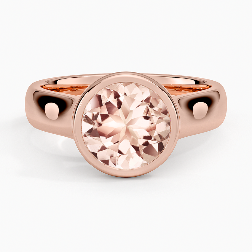 Morganite Luna 4mm Bezel Ring in 14K Rose Gold