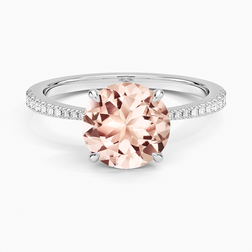 Morganite Elena Diamond Ring in 14K White Gold