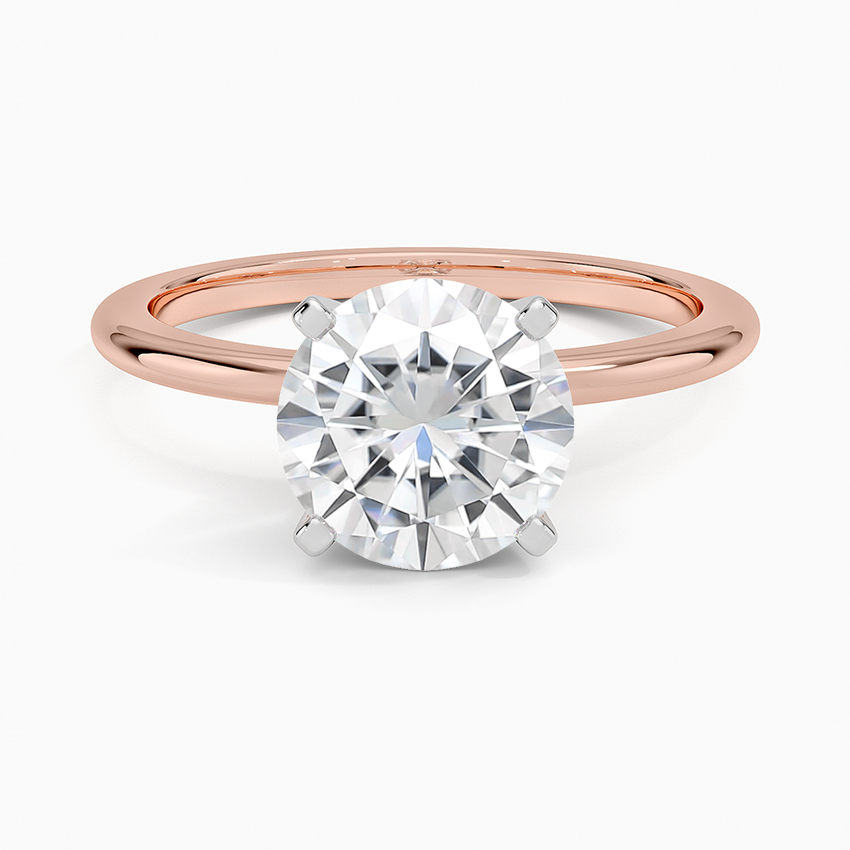 Moissanite 1.5mm Four-Prong Comfort Fit Ring in 14K Rose Gold