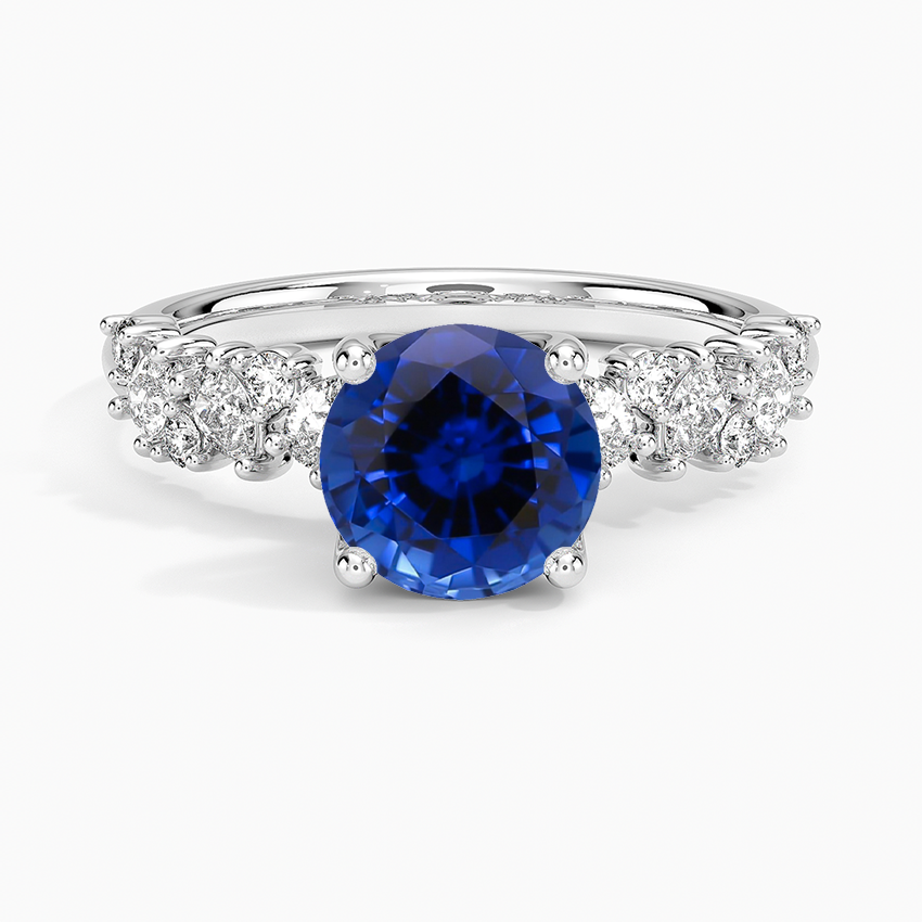 Sapphire Olivetta Diamond Ring in 18K White Gold