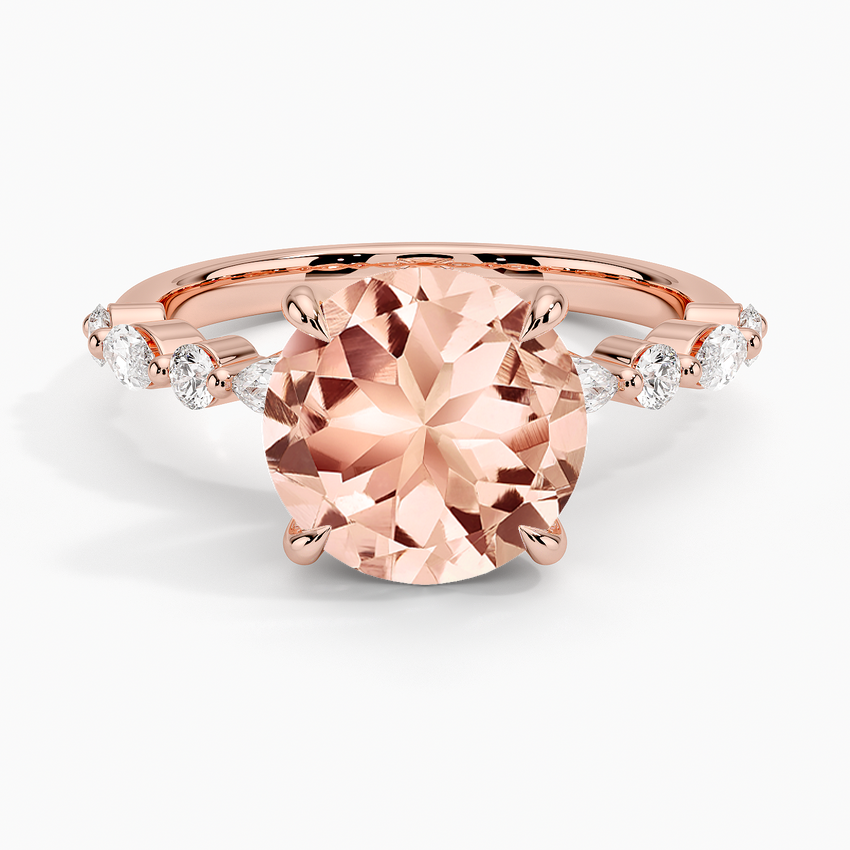Morganite Versailles Half Coverage Diamond Ring (1/3 ct. tw.) in 14K Rose Gold