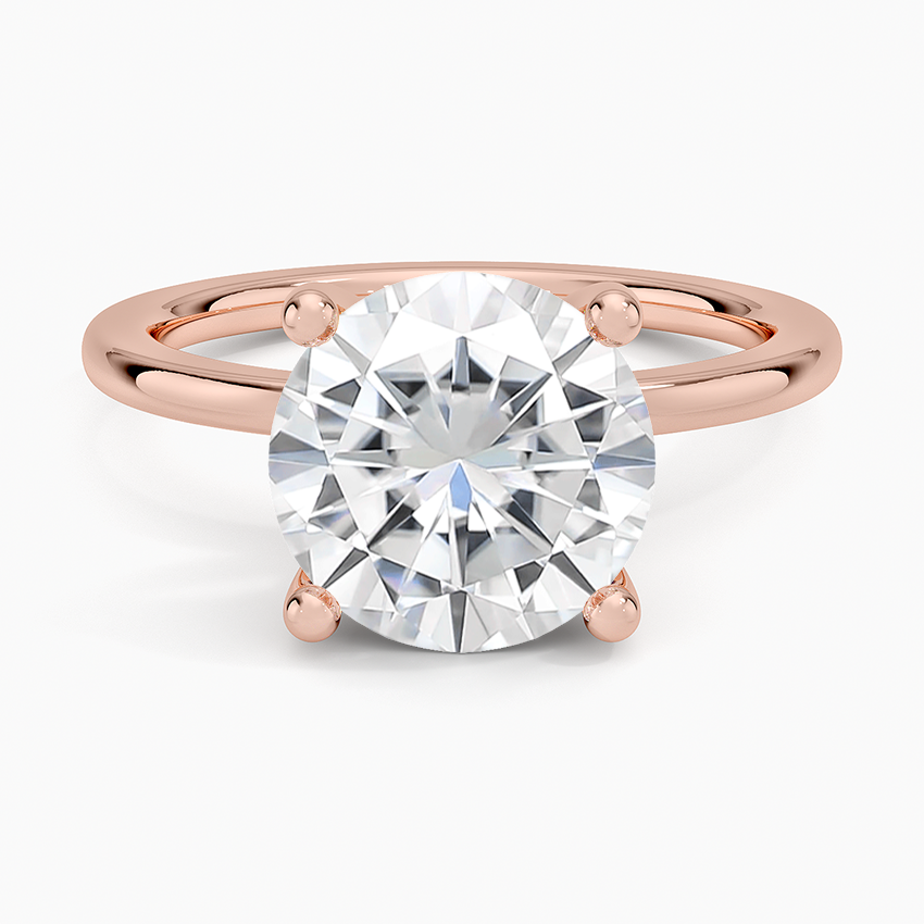 Moissanite Sydney Perfect Fit Hidden Halo Diamond Ring in 14K Rose Gold